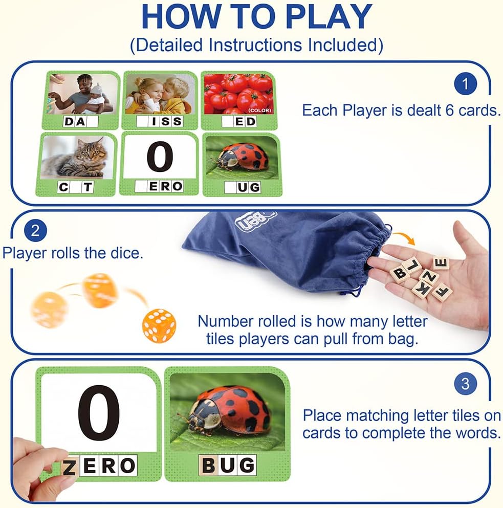 BenBen Spelling Games, CVC Word Games, Sight Words Flash Cards, Preschool Kindergarten Learning Activities, Montessori Educational Toys Gifts for Kids PMT