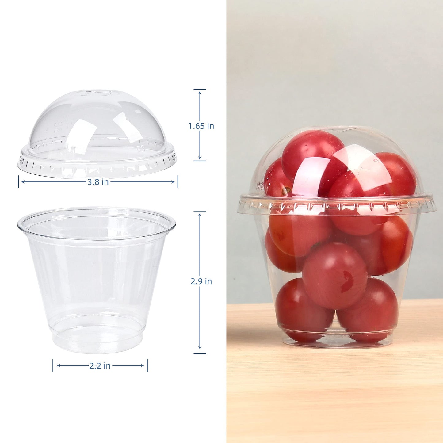 LotFancy Clear Plastic Cups with Dome Lids, 9 oz - 50 Pack, PET Dessert Cups, Cold Party Cups for Ice Cream, Cupcake, Fruit, Parfait, Snakes, Sundae, Yogurt