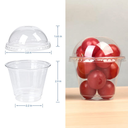 LotFancy Clear Plastic Cups with Dome Lids, 9 oz - 50 Pack, PET Dessert Cups, Cold Party Cups for Ice Cream, Cupcake, Fruit, Parfait, Snakes, Sundae, Yogurt