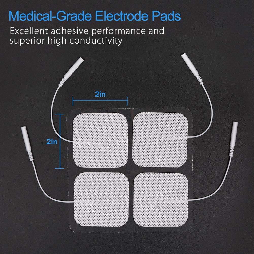 LotFancy TENS Unit Replacement Pads, 40PCS 2"x2" Electrode Pads for EMS Muscle Stimulator Massager, Self-Adhesive TENS Pads for Electrotherapy, Reusable and Latex-Free