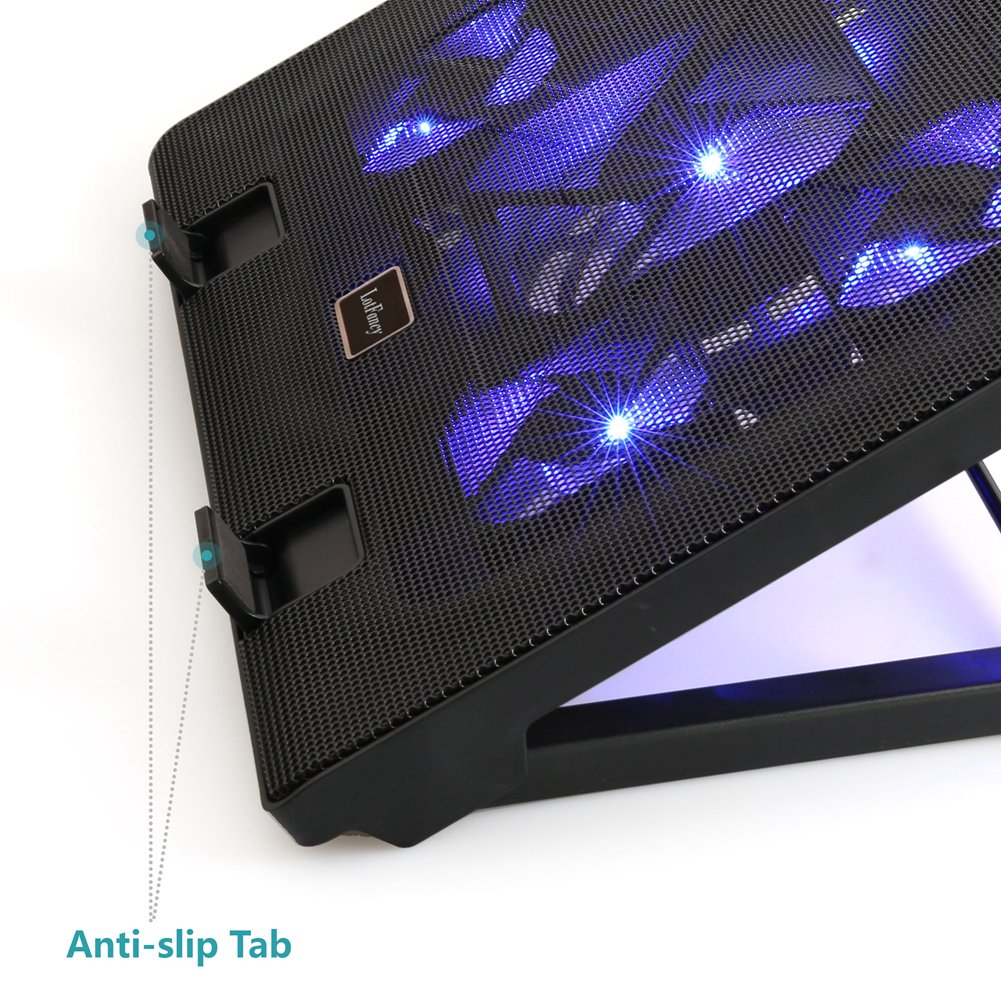 LotFancy Laptop Cooler Cooling Pad with 5 Quiet Fans for 12-17" Notebook, Dual USB Ports