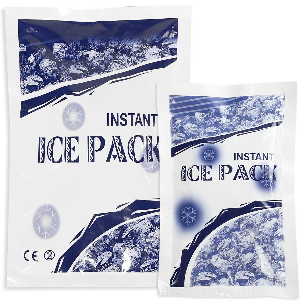 LotFancy Instant Ice Pack, 12PCS Disposable Cold Packs, Cold Therapy Compress for Emergency First Aid, Sports Injuries, Swelling, Toothaches, Sprains, 6 Small and 6 Large