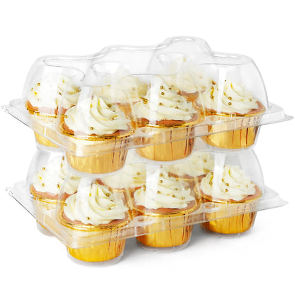 LotFancy Cupcake Containers 6 Count, 40 Pack, Half Dozen Clear Cupcake Boxes, Plastic Muffin Holders with Detachable Tall Dome Lid, Disposable Cupcake Carriers, BPA Free, Standard Size