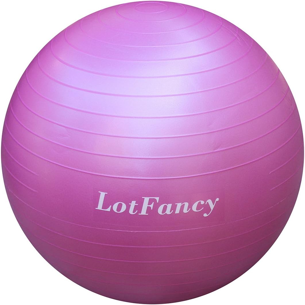 LotFancy Exercise Stability Ball with Foot Pump Fitness Balance Ball for Yoga Pilates Gym, Thick, Heavy Duty, Anti-Burst, 55cm 65cm 75cm Available