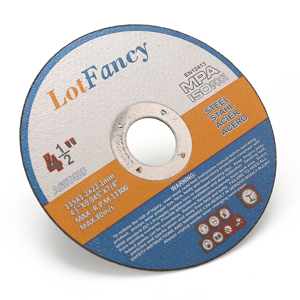Cutting Wheels 4.5-Inch by 0.045-Inch Cut off Wheels by LotFancy - Metal and Stainless Steel Cutting Disc, 7/8" Arbor, Pack of 5