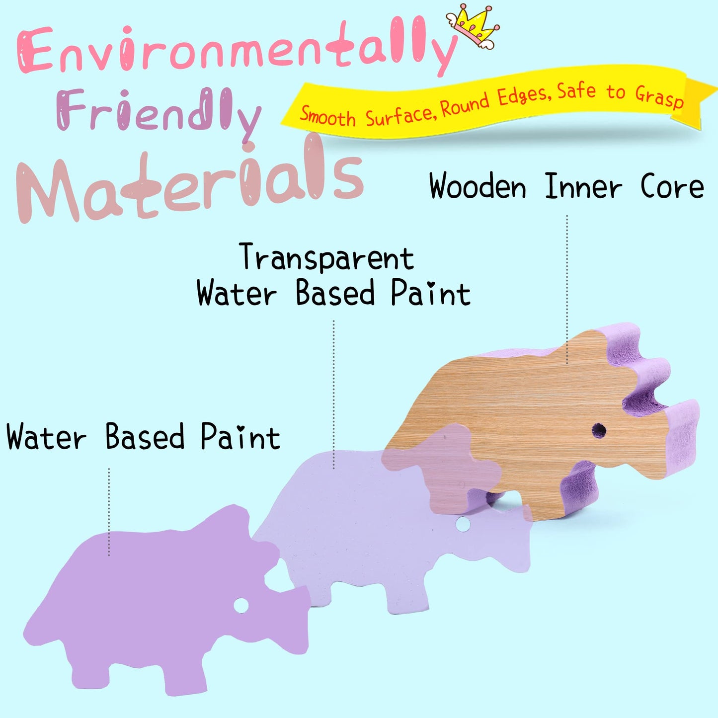 LotFancy Dinosaur Toys for Kids 3-7, Wooden Stacking Toys, Dinosaur Building Blocks for Boys Girls, Preschool Montessori Learning Toys