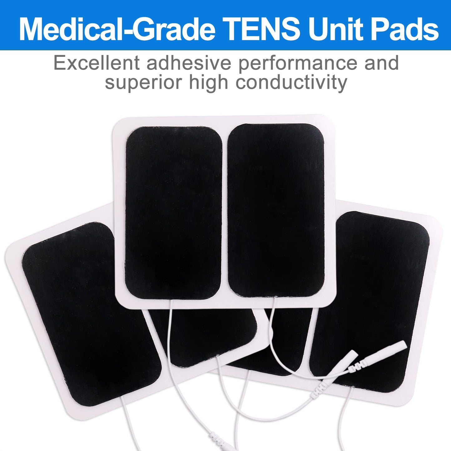 LotFancy TENS Unit Replacement Pads, 40Pcs 2" x 3.5" ReusableTENS Unit Pads, Large Size Rectangular Electrodes Pads for Electrotherapy EMS Massager