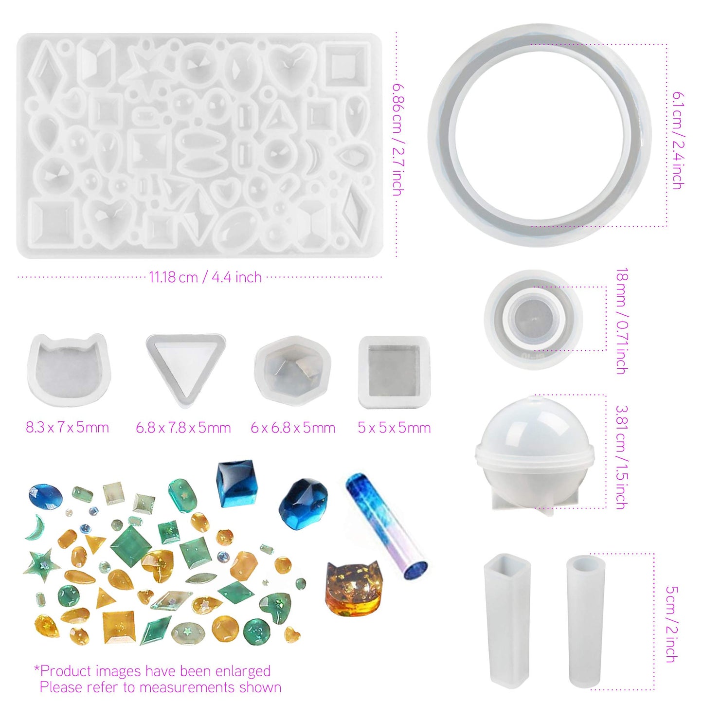 LotFancy Epoxy Resin Molds Kit for Beginners, 141pcs Jewelry Silicone Molds for Resin Casting, DIY Crystal Glue Jewelry Mold Set for Pendant Earring, Includes Hand Drill, Glitter Sequins and Tools