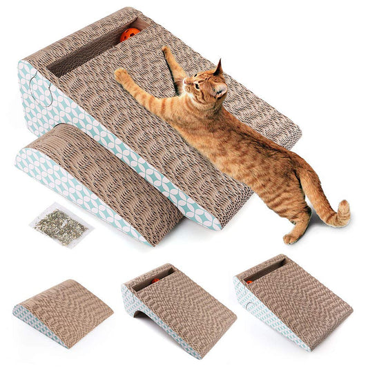 Prime Pets Cat Scratcher Cardboard, Cat Scratching Pad with Ball, 2-in-1, Cat Scratch Cat Scratching Board for Indoor Cats, Removable, Corrugated, Catnip Included PMT