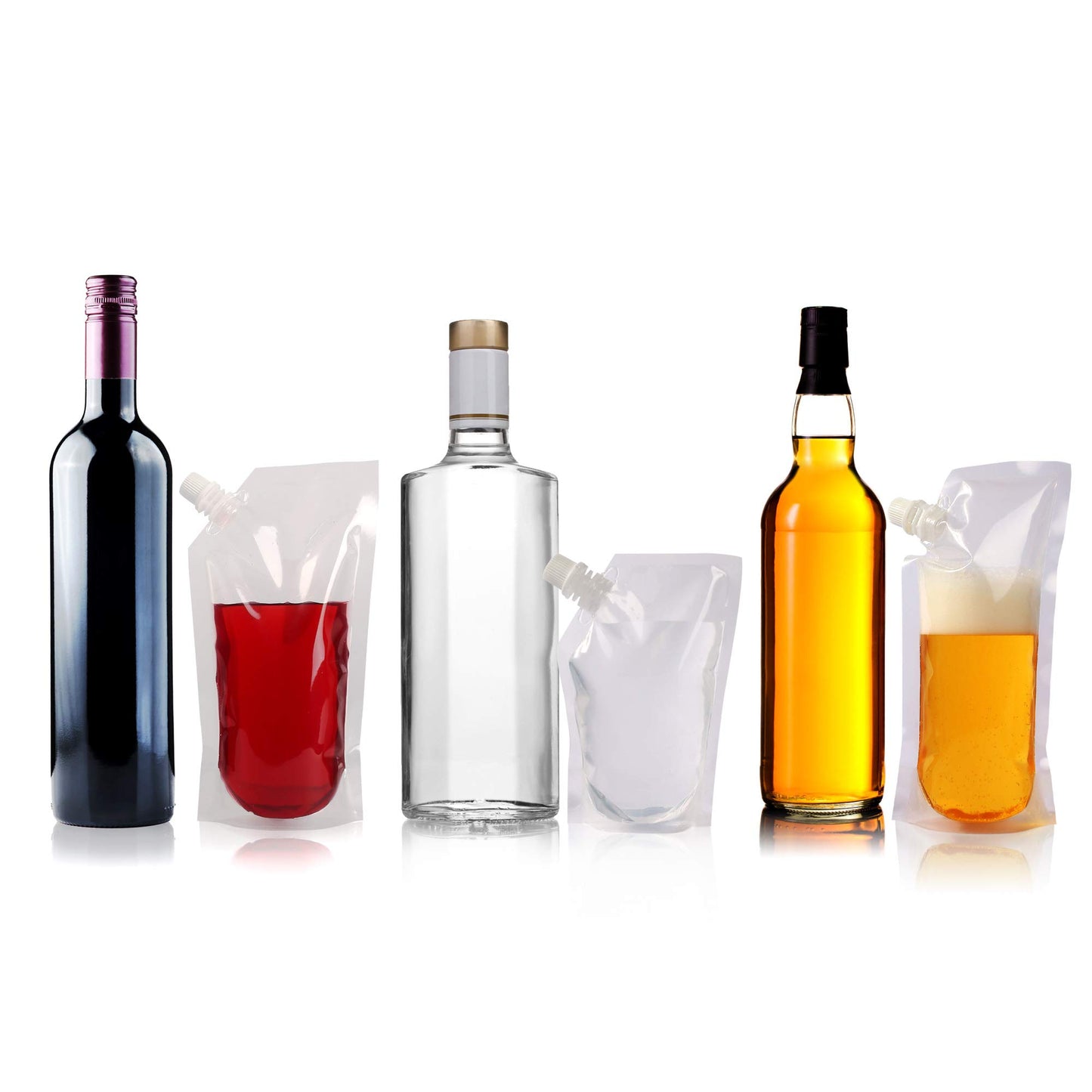 Plastic Liquor Flask Kit 2 Collapsible Silicone Funnels, Concealable And Reusable Runner Alcohol Juice Plastic Liquor Bags