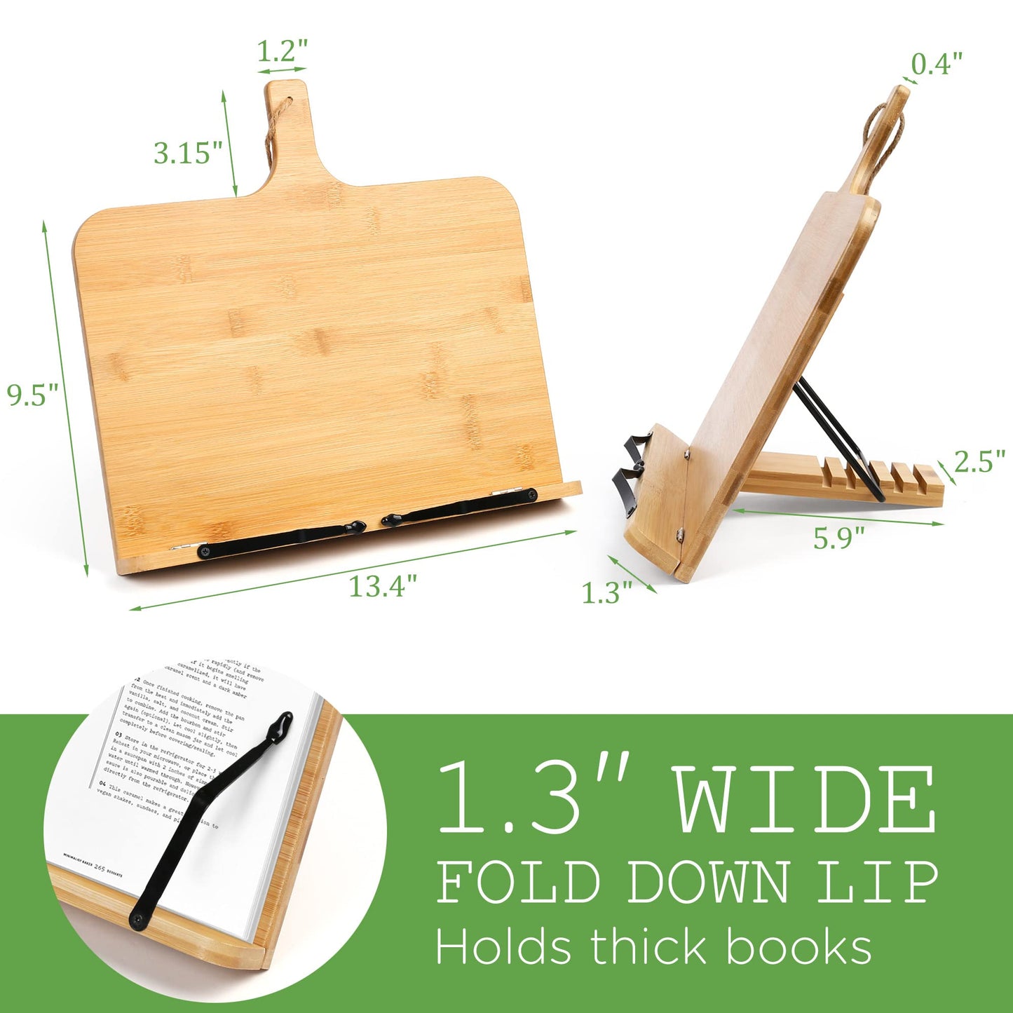 LotFancy Cookbook Stand, 13.4” x 9.5” Adjustable Foldable Book Holder