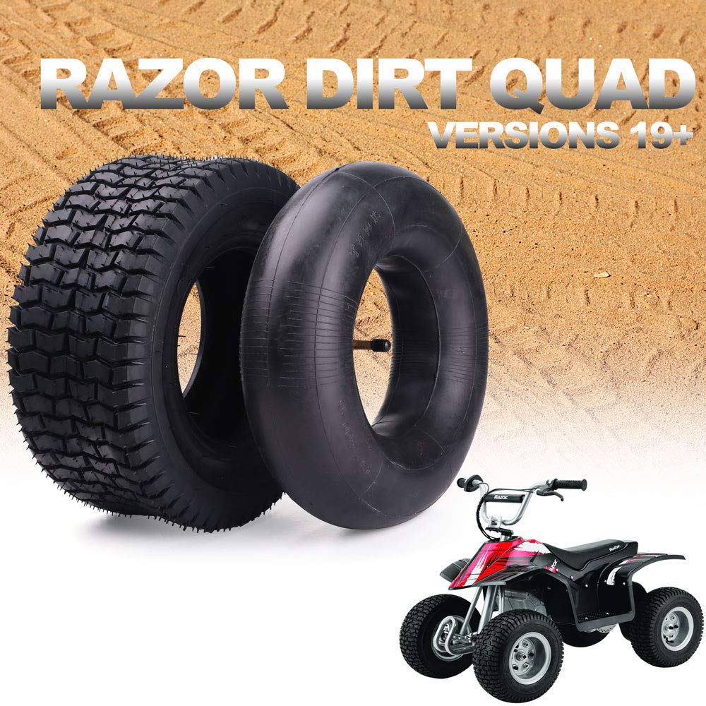 Tire & Inner Tube Set for Razor Dirt Quad and Go Kart, Dirt Bike, ATV, Yard Tractors, Lawn Mower, Wagons, Hand Trucks, Premium Replacement Tire Inner Tube with Bent Metal Valve Stem