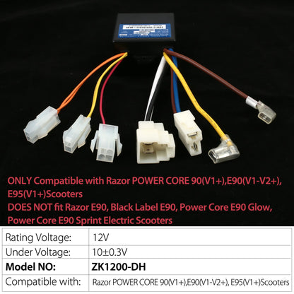 LotFancy 12V Controller with 7 Connectors for Razor Power Core 90(V1+), E90(V1 - V2+), E95(V1+), Model No: ZK1200-DH