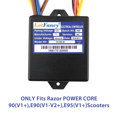 LotFancy 12V Controller with 7 Connectors for Razor Power Core 90(V1+), E90(V1 - V2+), E95(V1+), Model No: ZK1200-DH