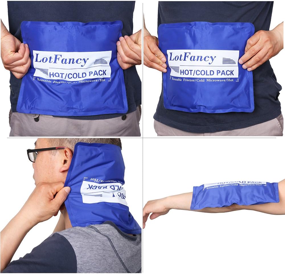 Reusable Gel Ice Pack for Hot Cold Therapy by LotFancy, Ideal for Injuries First Aid Back Shoulder Neck Head (11.5 x 9.5 Inches)