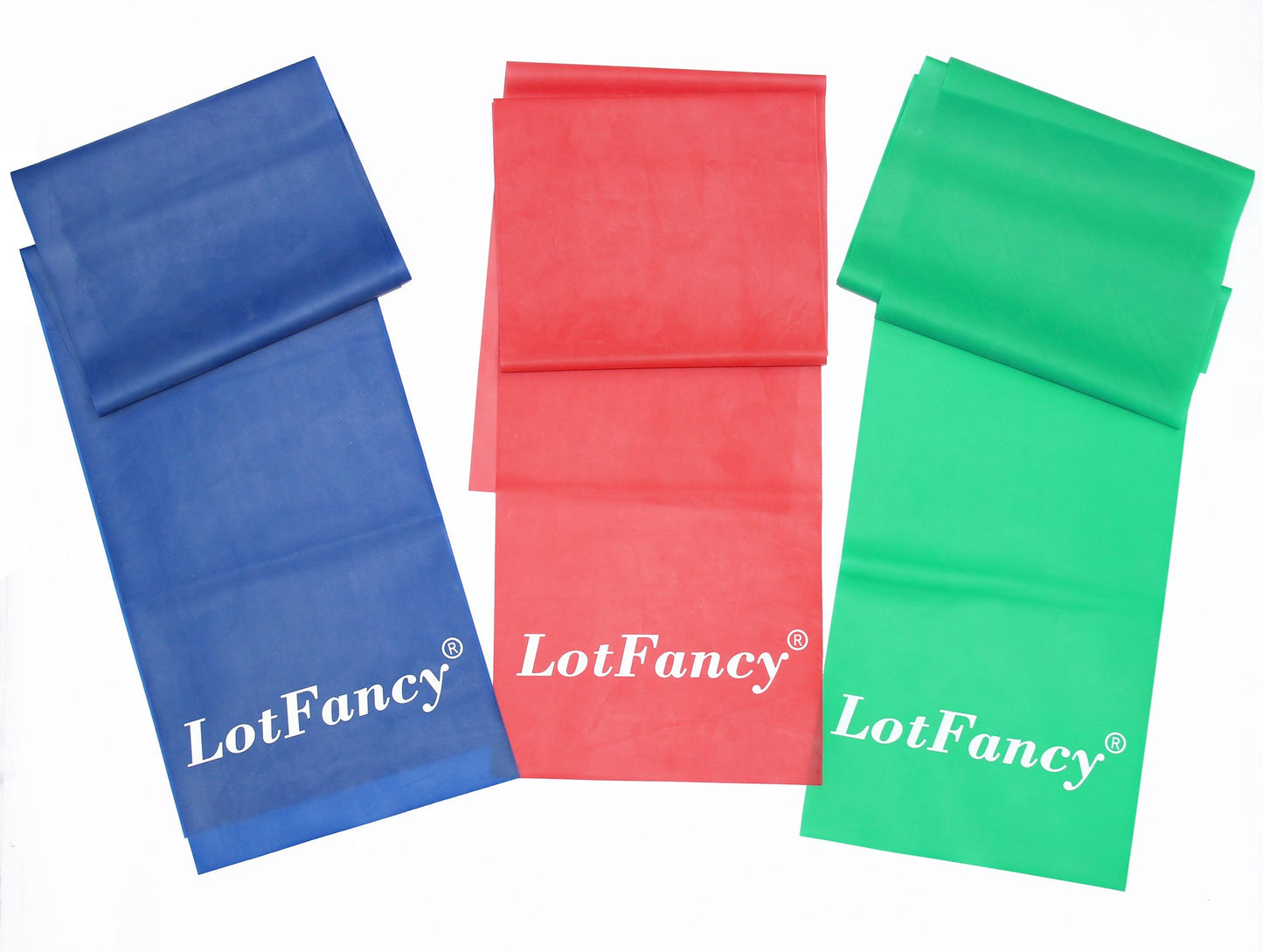 LotFancy Resistance Band Set for Exercise Workout Strength Crossfit Legs Stretch Training Pilates, Set of 3 Green Red Blue, Heavy Medium Light Levels