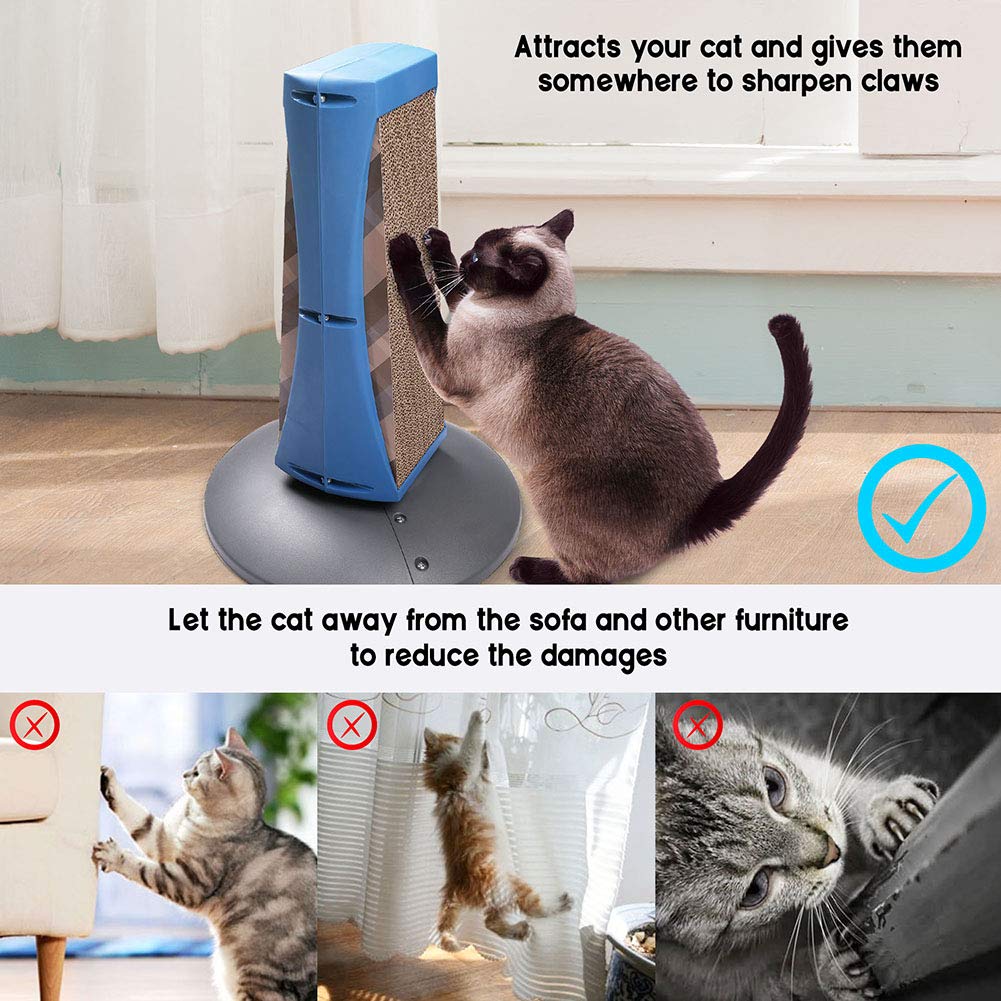 20" Tall Cat Scratching Post, Removable Corrugated Cat Scratcher Pads, Kitty Activity Pole Tree Cat Scratcher Cardboard for Furniture Protecting with Round Rotating Plastic Base