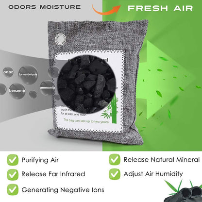 LotFancy Bamboo Charcoal Air Purifying Bags, 8 Pack (4 x 200g + 4 x 60g) Activated Charcoal Odor Eliminator Bags, Nature Air Purifier Bags for Home, Car, Closet, Pet Areas, Bathroom