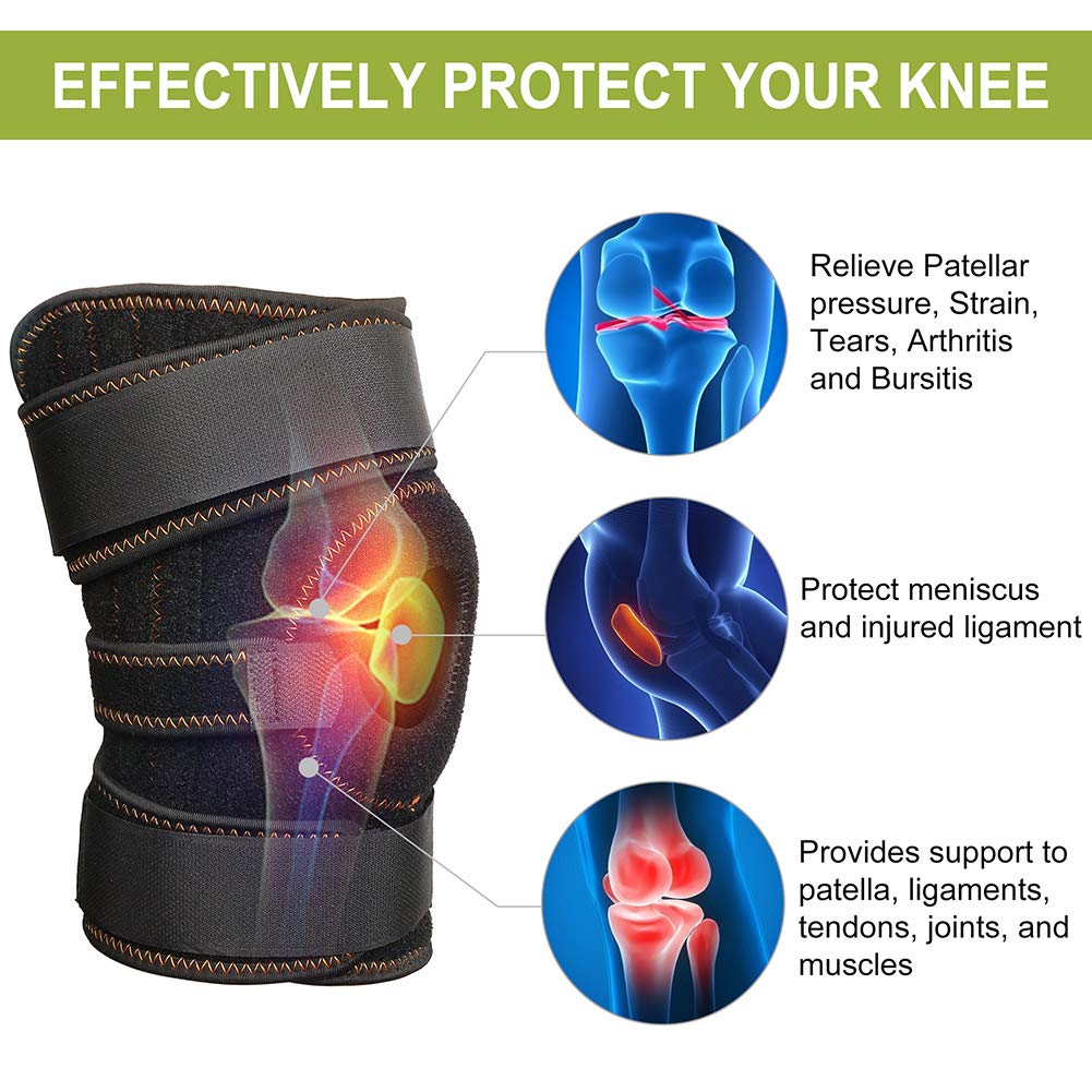 LotFancy Knee Brace for Patella Stabilizing, 2 Pack Adjustable Knee Support for Arthritis, Tendonitis, Meniscus Tear, ACL, Osteoarthritis, Non-Slip Knee Stabilizer for Women, Men