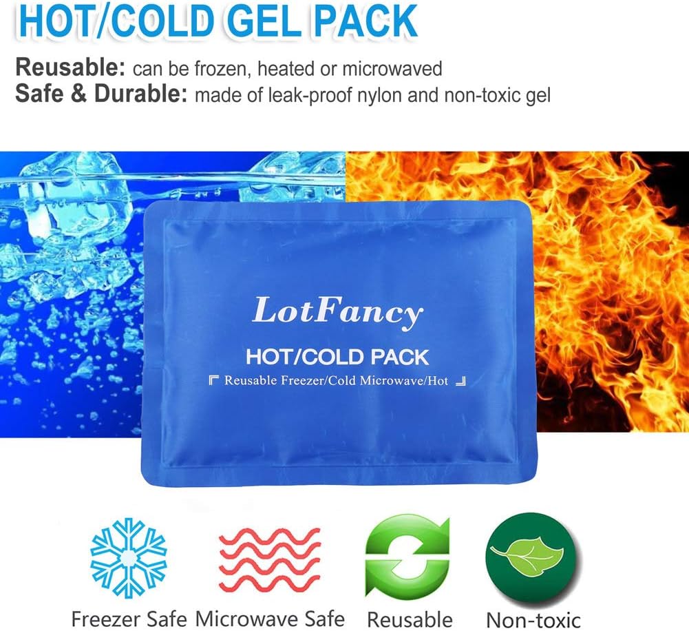 LotFancy Hot Cold Pack for Lower Back Pain Relief, Belly, Waist, Hip, Lumbar, Abdomen Injuries - Gel Ice Pack with Wrap - Cooling Heating Therapy for Sciatica Nerve, Coccyx, Scoliosis Herniated Disc