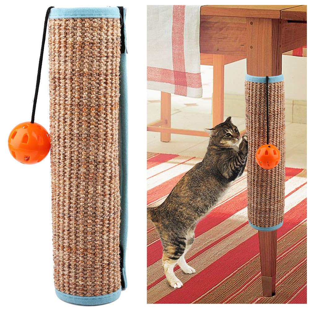 Cat Scratching Mat, Natural Sisal Cat Scratcher Mat with Interactive Ball Toy for Cat Grinding Claws, Kitty Play Scratcher Pad for Protecting Furniture Sofa Couch