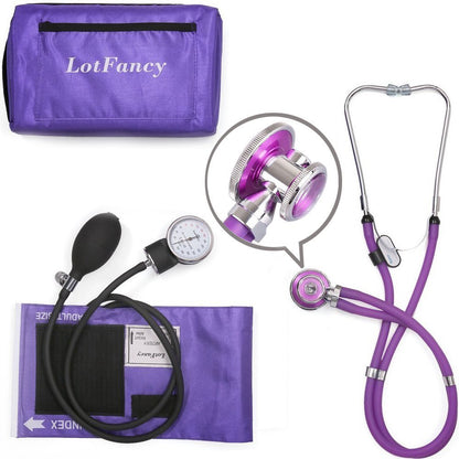 LotFancy Adult Dulex Aneroid Sphygmomanometer with Stethoscope, Professional Manual Blood Pressure Cuff, Blood Pressure and Stethoscope Kit, Universal Sized Cuff (10"-16“), Zipper Case Included