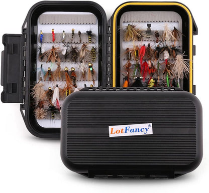 LotFancy Fly Fishing Lures Kit with Tackle Box, Dry/Wet Flies,Nymph Flies, Wooly Bugger Flies, Streamers, Emergers, Caddis Fly Assortment for Trout Bass Salmon
