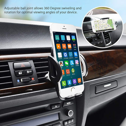 LotFancy Air Vent Car Phone Mount, Universal Cell Phone Holder with 360°Rotation, Mobile Phone Car Mount Cradle with One Touch Design Compatible with Phone 11 Pro Max/XR/XS Max/XS/X/8/8 Plus/7