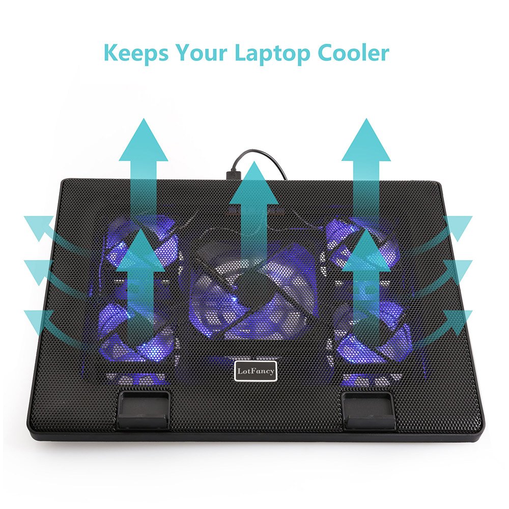LotFancy Laptop Cooler Cooling Pad with 5 Quiet Fans for 12-17" Notebook, Dual USB Ports