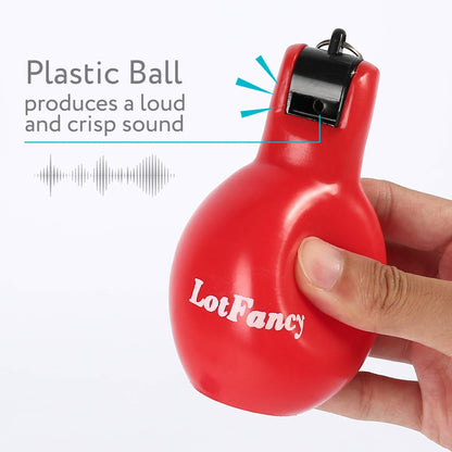 LotFancy Hand Squeeze Whistles, 2 Pack Coach Whistle for Coaches Referees, Hand-held Outdoor Indoor Sports Whistle, Soft PVC