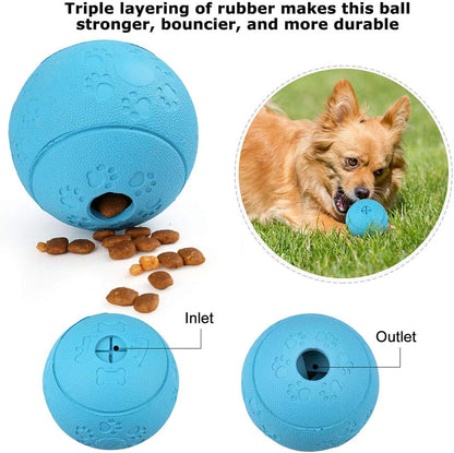 Prime Pets 4 Pack IQ Treat Ball, Fun Interactive Food Dispensing Dog Toys, Non-Toxic Natural Rubber Dog Puzzle Chew Toys, for Tooth Cleaning, Chewing, Playing