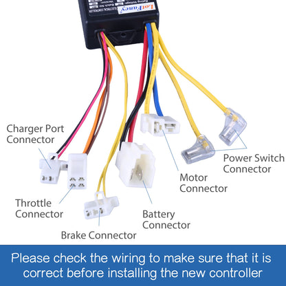 24V Control Module, 7 Connectors, 4-Wire Throttle, Fits for Razor E100(V10+), E125 (V10+), E150 (All Version), eSpark(All Version), Trikke E2 (All Version), Model: ZK2400-DP-LD (ZK2400-DP-FS)