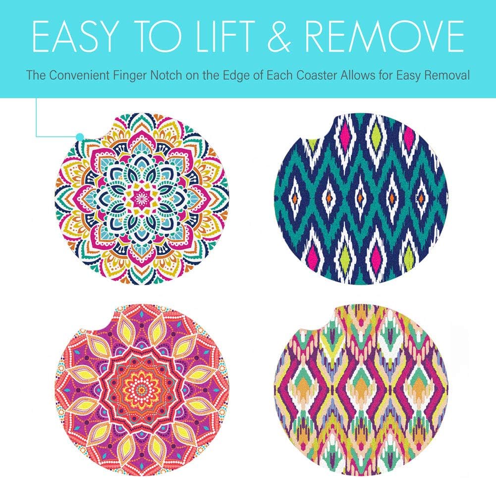 LotFancy Car Coasters Ceramic Absorbent, 2.56 inch Car Cup Holder Coasters for Women Men