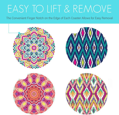 LotFancy Car Coasters Ceramic Absorbent, 2.56 inch Car Cup Holder Coasters for Women Men