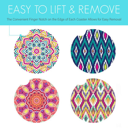 LotFancy Car Coasters Ceramic Absorbent, 2.56 inch Car Cup Holder Coasters for Women Men