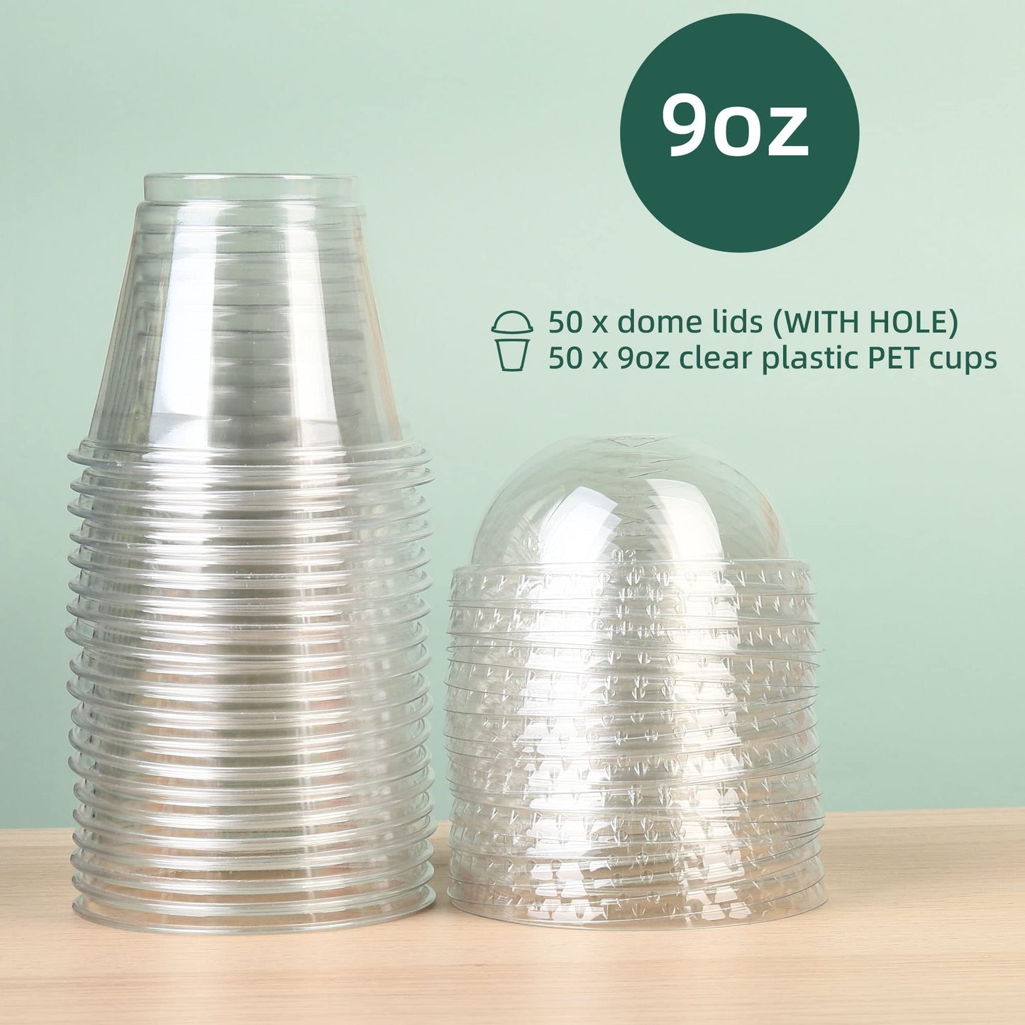 LotFancy Clear Plastic Cups with Dome Lids, 9 oz - 50 Pack, PET Dessert Cups, Cold Party Cups for Ice Cream, Cupcake, Fruit, Parfait, Snakes, Sundae, Yogurt