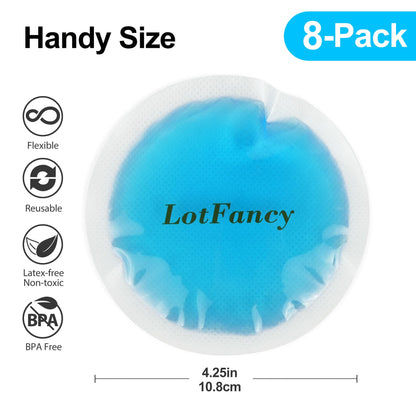 LotFancy Ice Pack for Injuries Reusable, 8 Small Gel Heating Cooling Pads with Cloth Backing, Hot Cold Therapy for Eyes After Surgery, Face, Breastfeeding, Wisdom Teeth, Jaw, Headache, Sinus Relief PMT