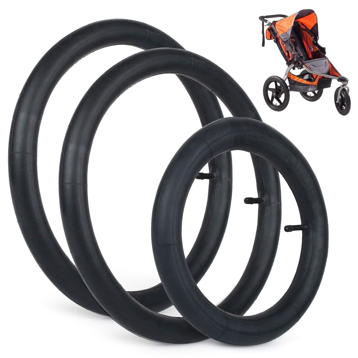 LotFancy 2PCS 16'' x 1.5/1.75 Rear & 1PC 12.5'' x 1.75/2.15 Front Stroller Inner Tube for BOB Revolution Stroller (SE, Flex, Pro, Stroller Strides), Heavy Duty, Pack of 3