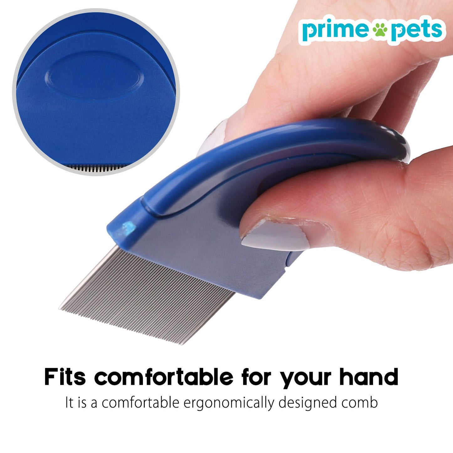 Prime Pets Flea Comb for Cat Dog, Pet Hair Removal Comb