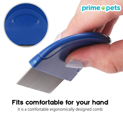 Prime Pets Flea Comb for Cat Dog, Pet Hair Removal Comb