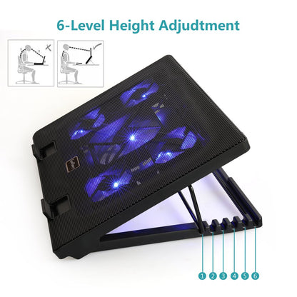 LotFancy Laptop Cooler Cooling Pad with 5 Quiet Fans for 12-17" Notebook, Dual USB Ports