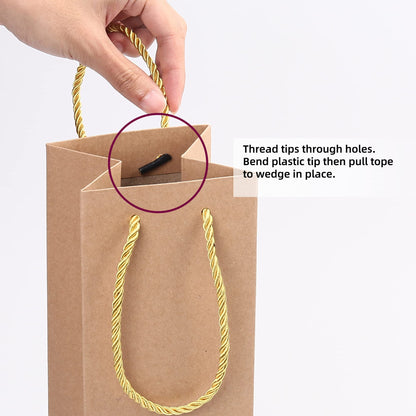 LotFancy Kraft Wine Bags 12 Pack, 4"x4"x14" Brown Wine Gift Bags with Handles, Perfect for Christmas, Wedding, Birthday Party, Housewarming