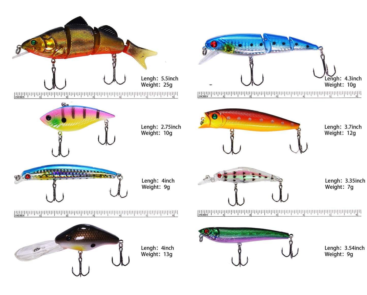 LotFancy Metal Fishing Lures Treble Hooks Assorted Inline Spinner Baits & Spoons Bass Salmon Trout Freshwater
