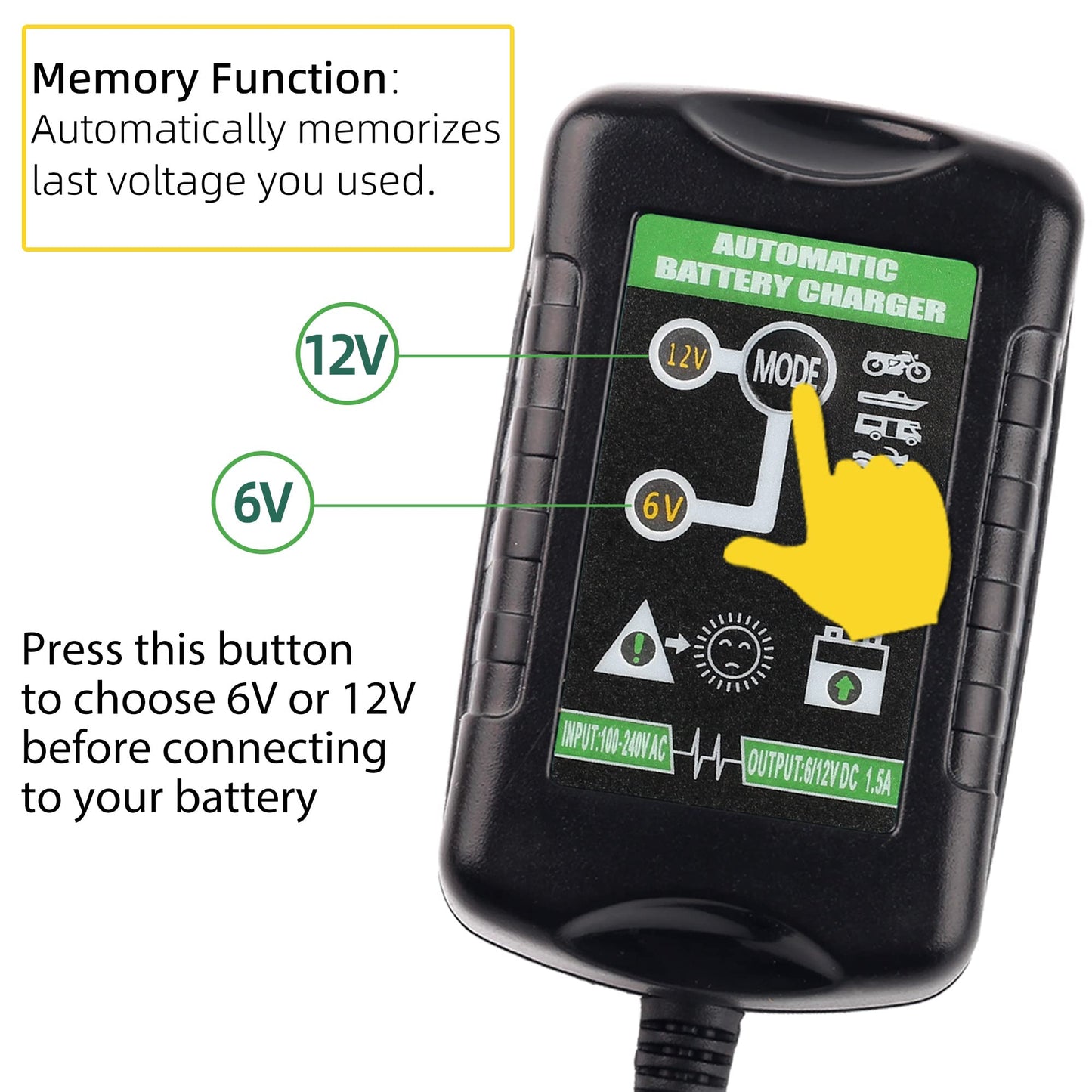 LotFancy 6V 12V 1.5A Battery Charger, 3-Pack, Fully Automatic, Smart Trickle Charger, Battery Maintainer for Car, Automotive, Motorcycle, Lawn Mower, Marine, Boat, ATV, SLA AGM Gel Lead Acid Battery