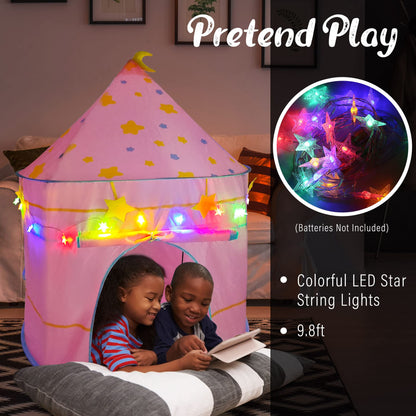 LotFancy Play Tent with Star Lights and Storage Carrying Bag, Pop Up Play Tent House for Kids Toddlers, Indoor and Outdoor Use, Foldable, Portable