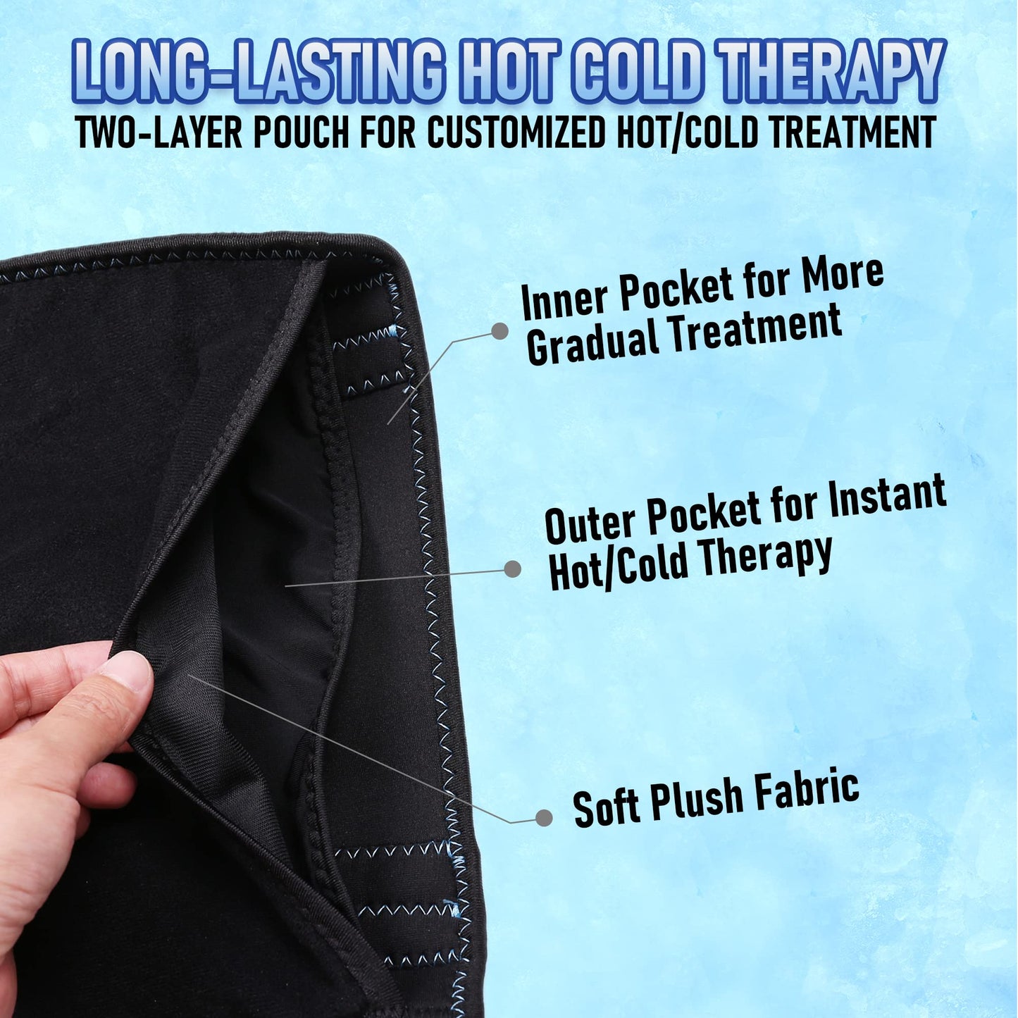 LotFancy Knee Ice Pack Wrap, Hot Cold Therapy Pack, with Knee Brace Support for ACL, Meniscus Tear, Orthopedic Injuries, Bursitis, Pain Relief, Arthritis, Tendonitis and Recovery