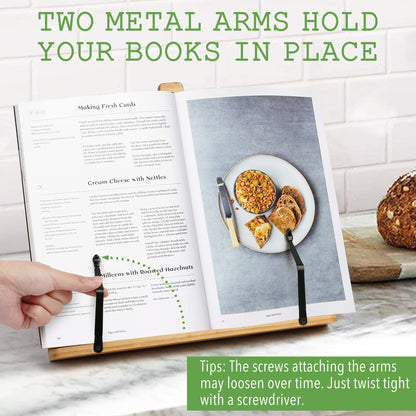 LotFancy Cookbook Stand, 13.4” x 9.5” Adjustable Foldable Book Holder