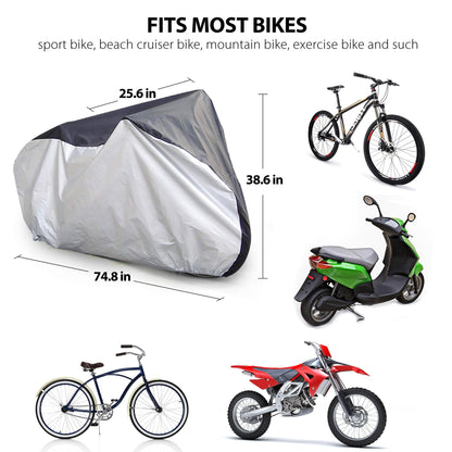 LotFancy Bike Cover, Outdoor Storage Waterproof Bicycle Cover for Mountain Road Bike, Rain UV Snow Dust Wind Proof