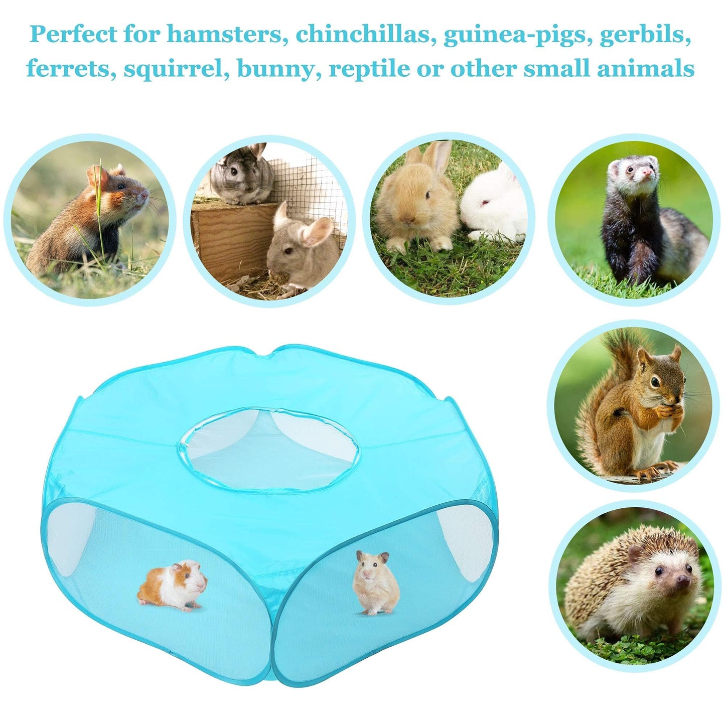 Prime Pets Guinea Pig Playpen, Small Animal Playpen, Foldable Cat Cage Tent with Zipper Cover, Portable Waterproof Pop-Up Play Yard Fence for Rabbit Hamster Rabbit, Indoor Small Pet Exercise Pen