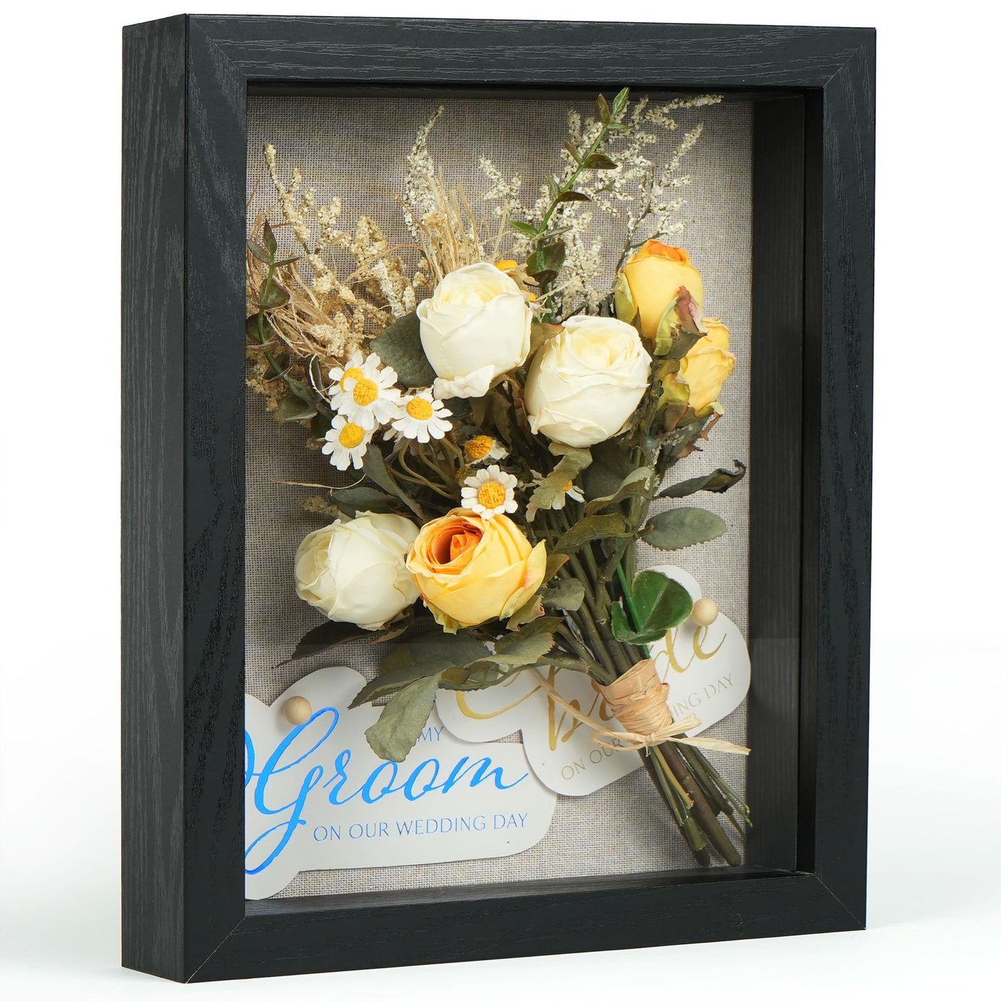 LotFancy Black Shadow Box Wood Frame with Soft Linen Back，Shatter-Resistant Glass. 10 Thumbtacks Included